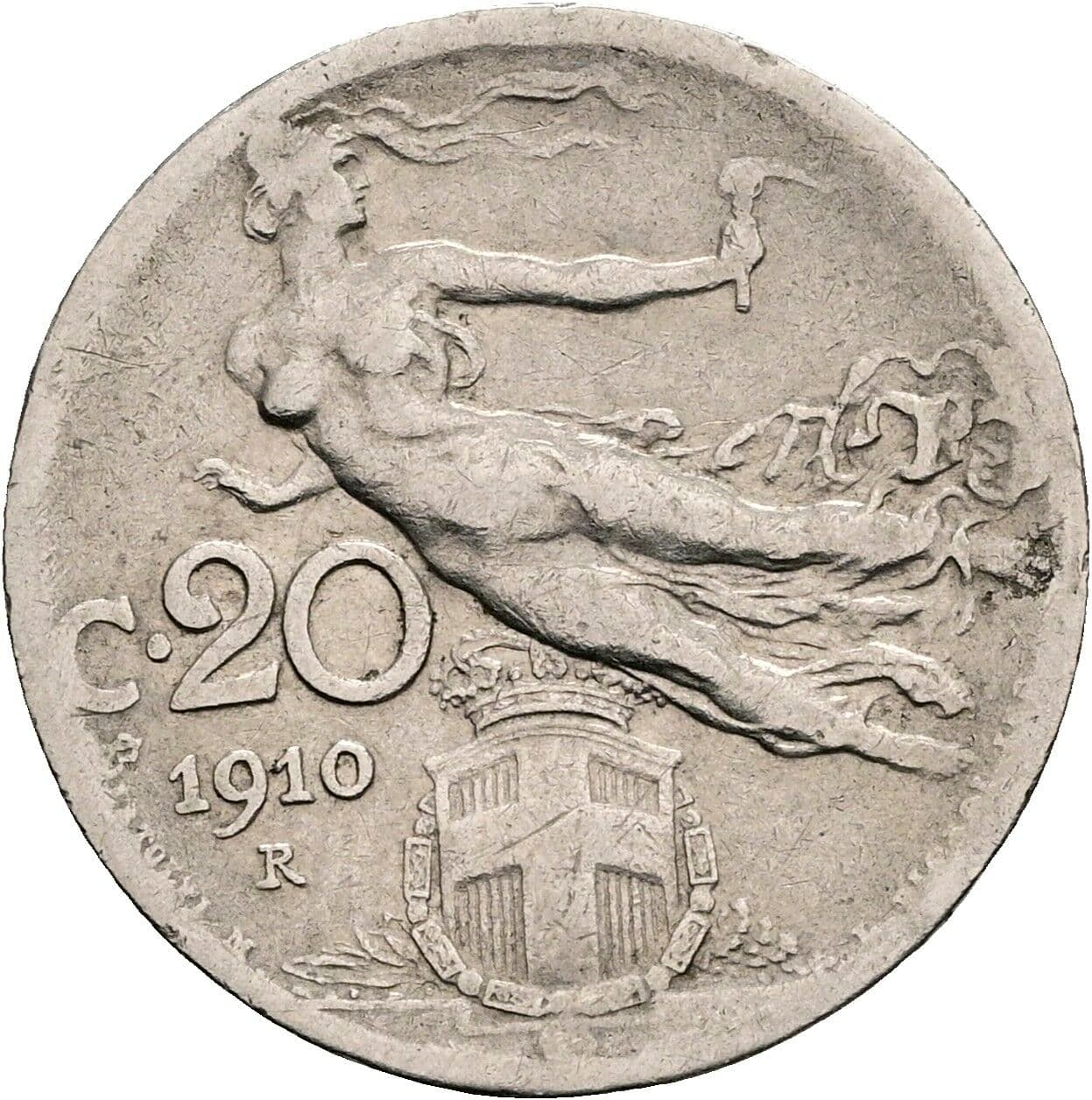 20 Centesimi Victor Emmanuel III. (1900-1946) 1910 – Rückseite
