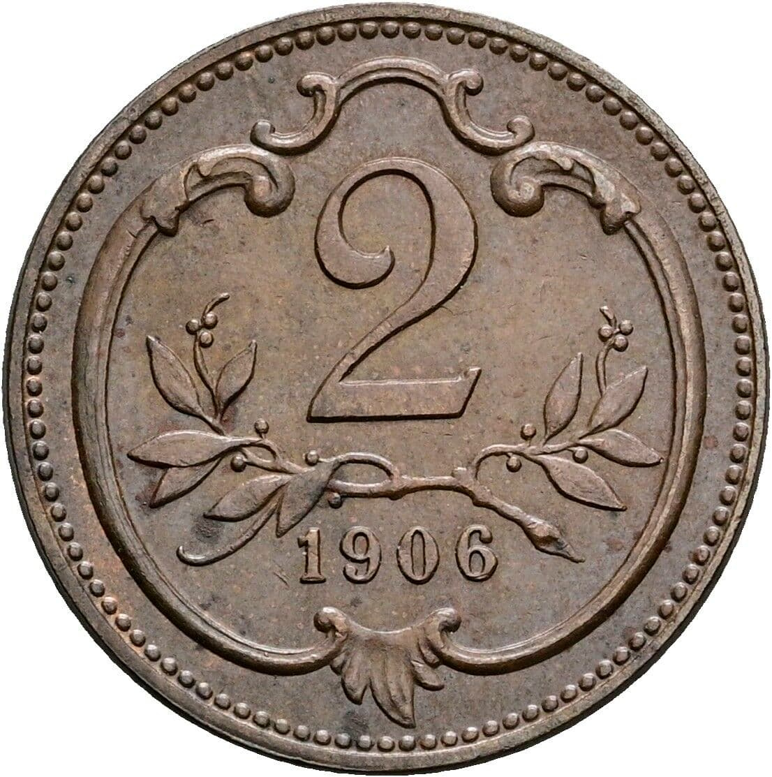 2 Heller Franz Joseph I. 1848-1916 1906 – Vorderseite