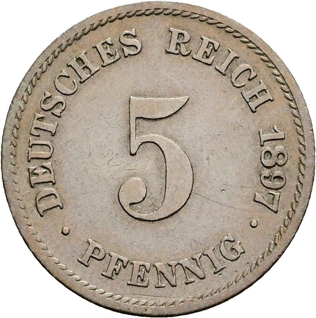 5 Pfennig 1897 G – Vorderseite