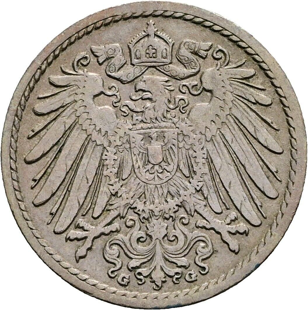 5 Pfennig 1897 G – Rückseite