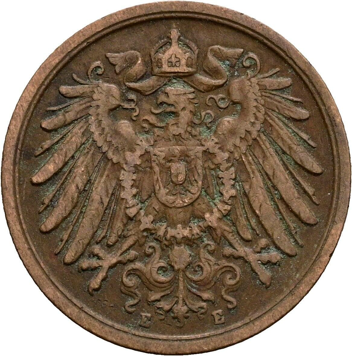 2 Pfennig 1910 E – Rückseite