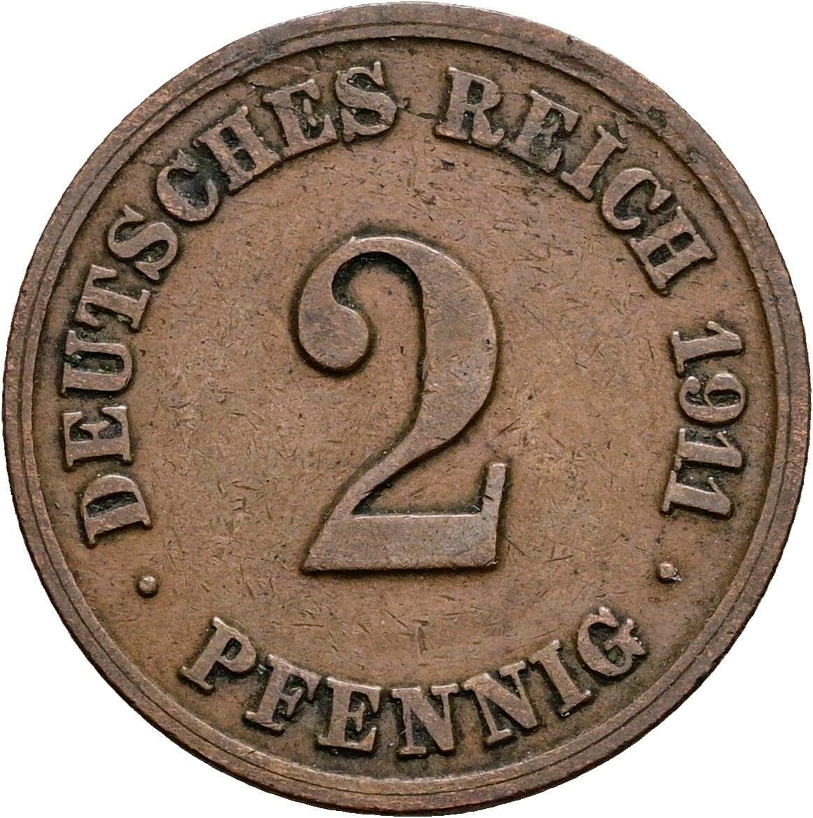 2 Pfennig 1911 E – Vorderseite