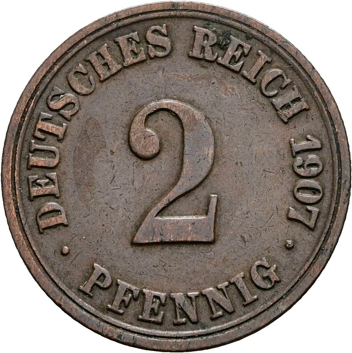 2 Pfennig 1907 A – Vorderseite