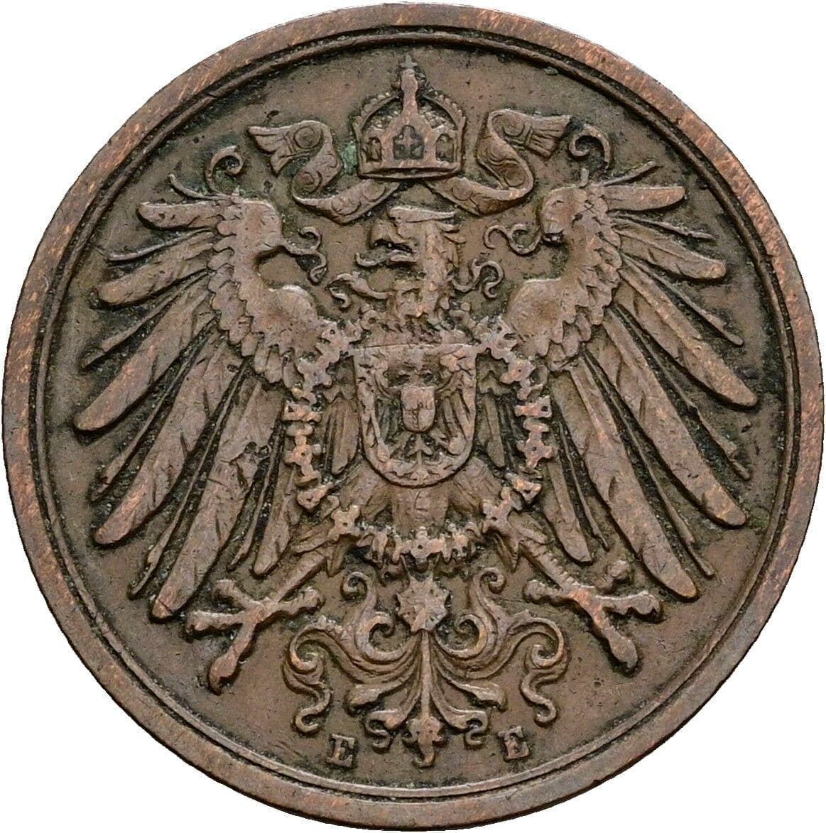 2 Pfennig 1914 E – Rückseite