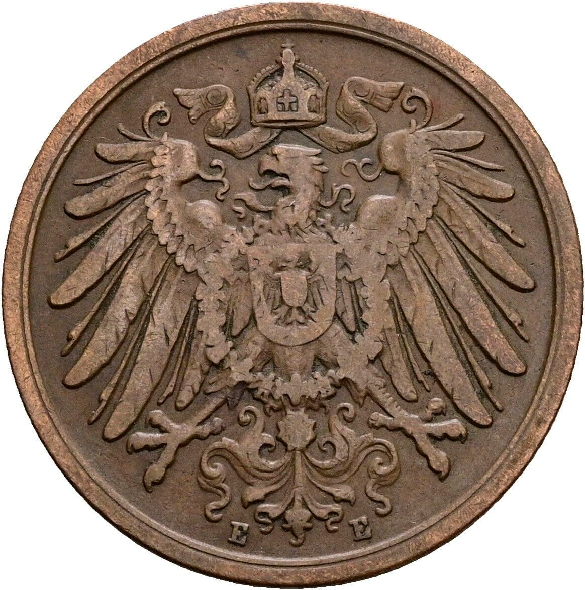 2 Pfennig 1906 E – Rückseite