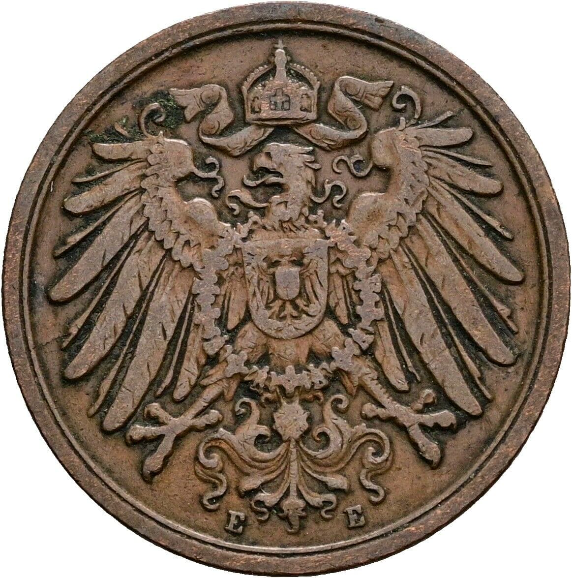 2 Pfennig 1911 E – Rückseite