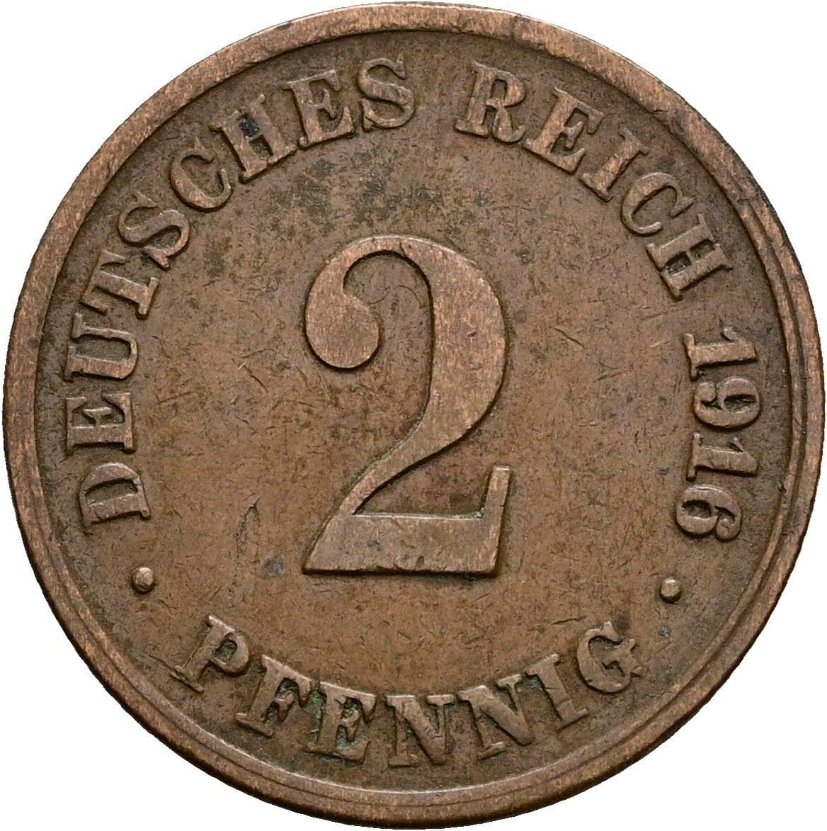 2 Pfennig 1916 D – Vorderseite