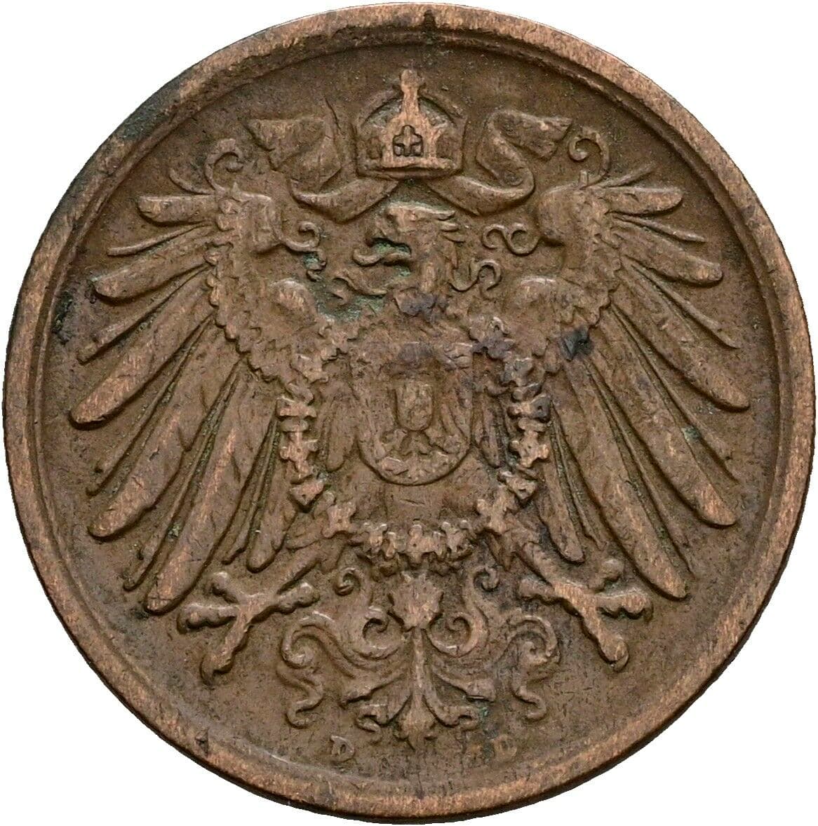 2 Pfennig 1916 D – Rückseite