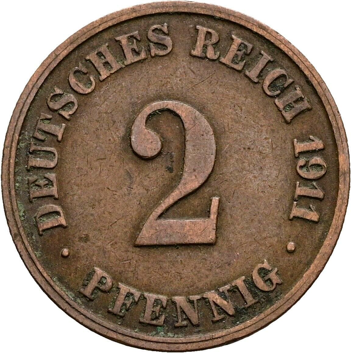 2 Pfennig 1911 J – Vorderseite