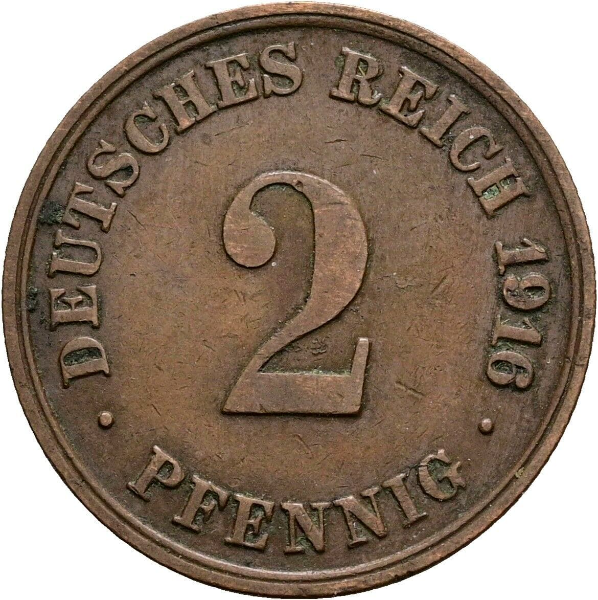 2 Pfennig 1916 D – Vorderseite