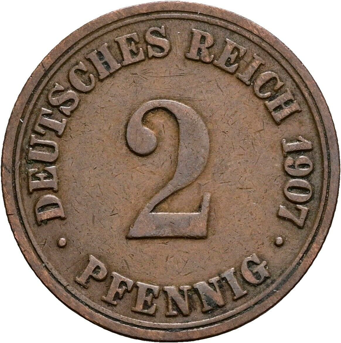 2 Pfennig 1907 A – Vorderseite