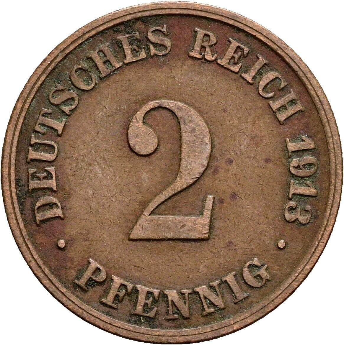 2 Pfennig 1913 D – Vorderseite