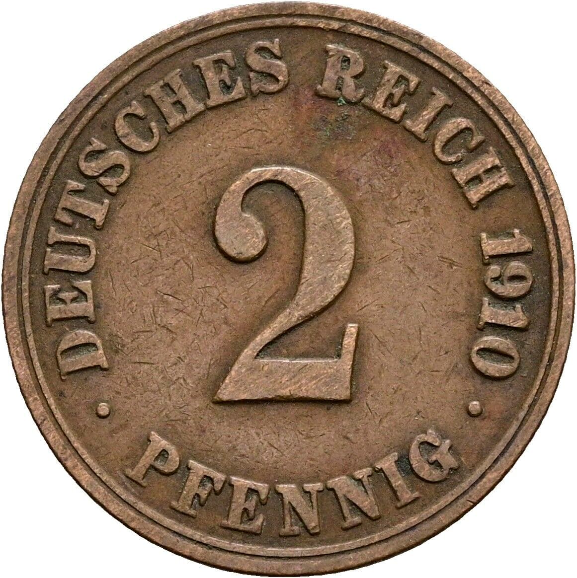 2 Pfennig 1910 A – Vorderseite