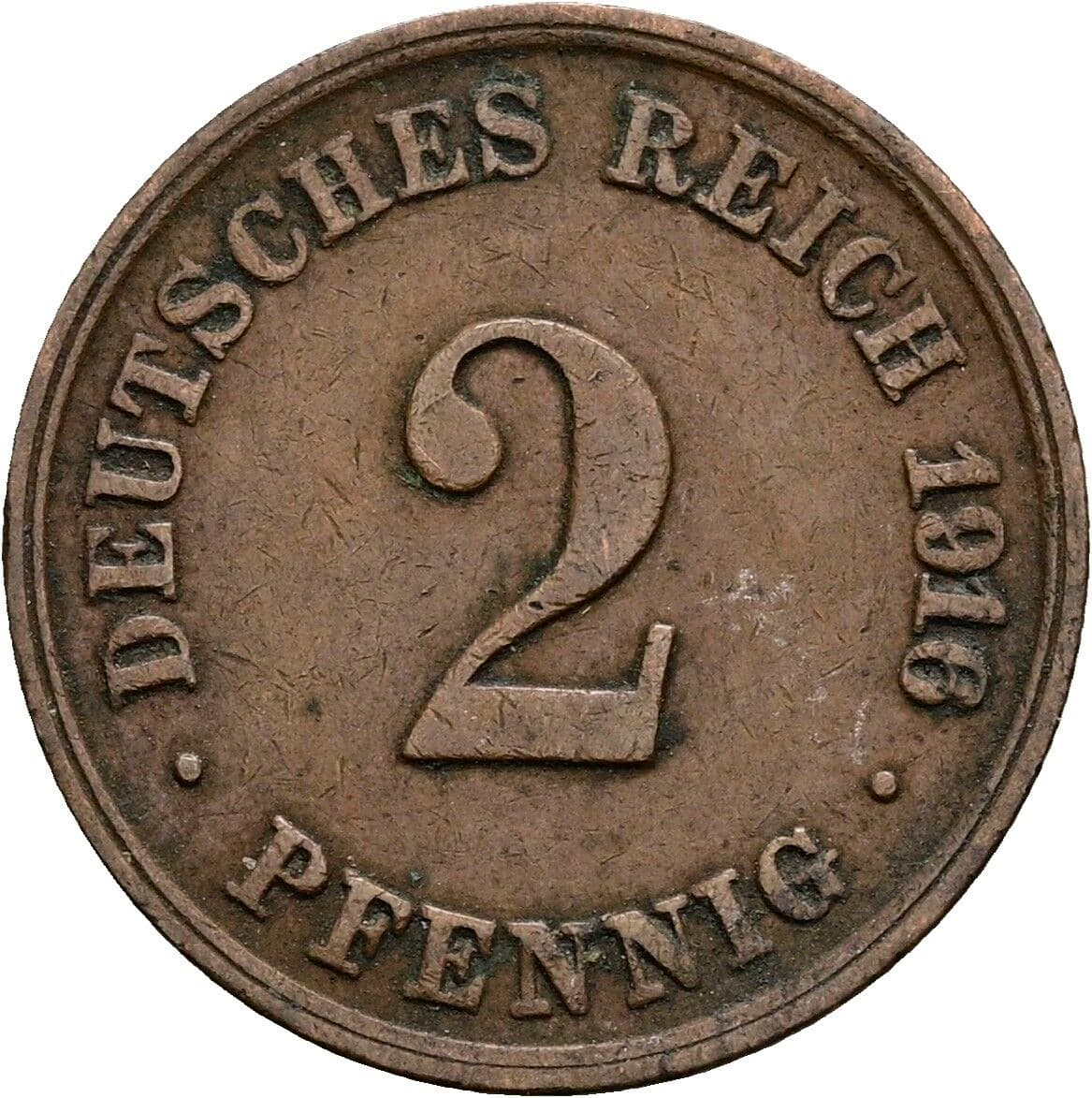 2 Pfennig 1916 D – Vorderseite