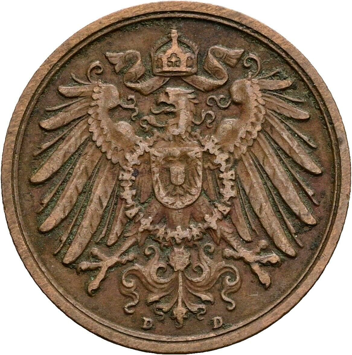 2 Pfennig 1913 D – Rückseite