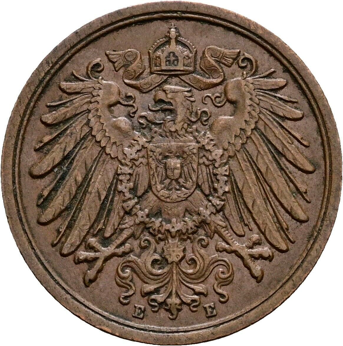 2 Pfennig 1912 E – Rückseite