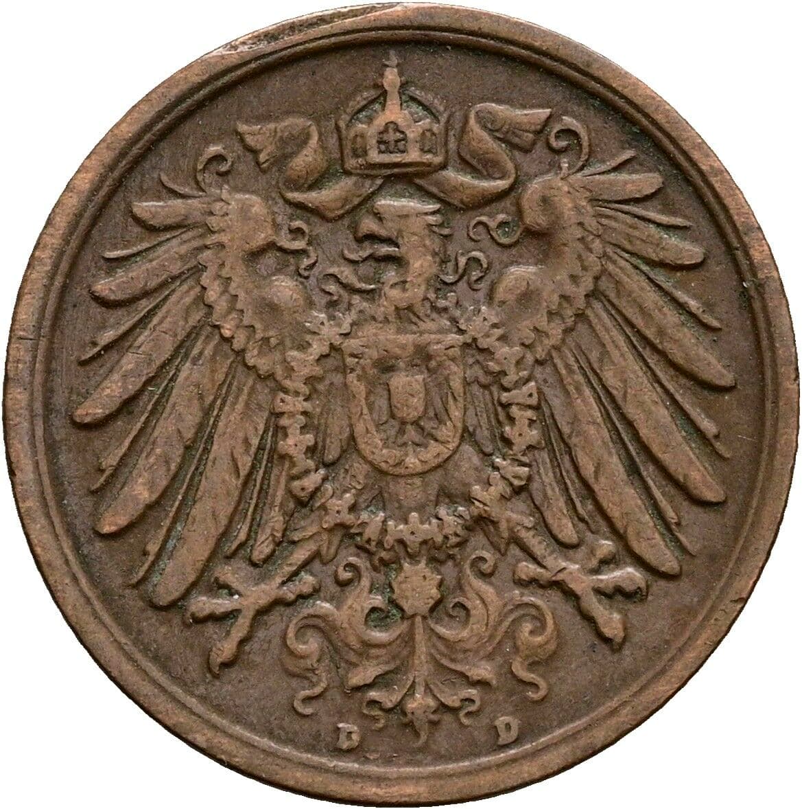2 Pfennig 1916 D – Rückseite
