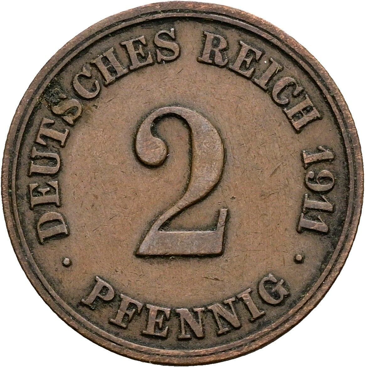 2 Pfennig 1911 E – Vorderseite