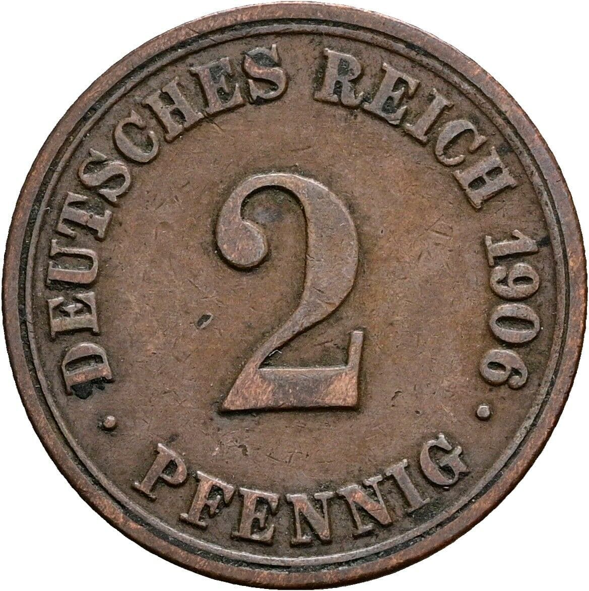 2 Pfennig 1906 A – Vorderseite