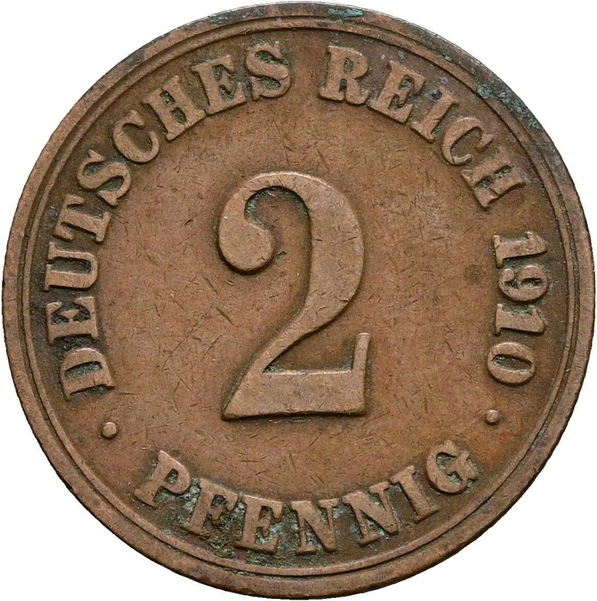 2 Pfennig 1910 A – Vorderseite