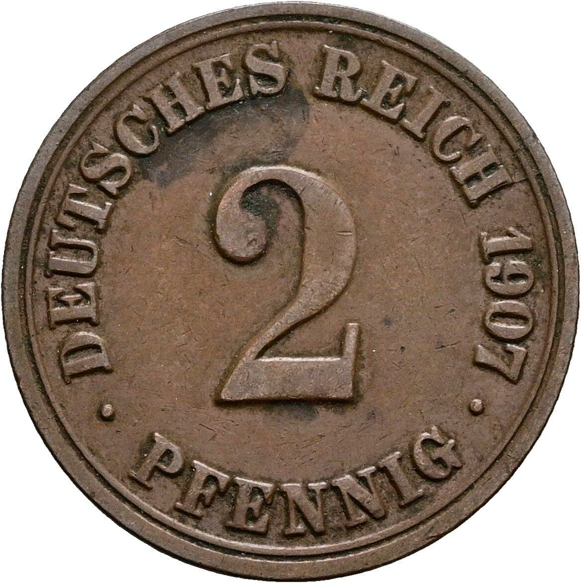 2 Pfennig 1907 A – Vorderseite