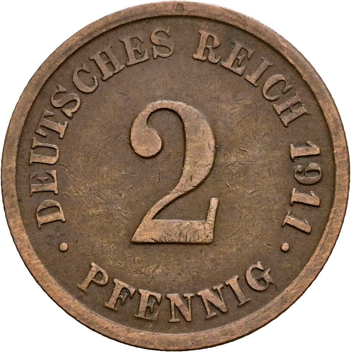 2 Pfennig 1911 G – Vorderseite