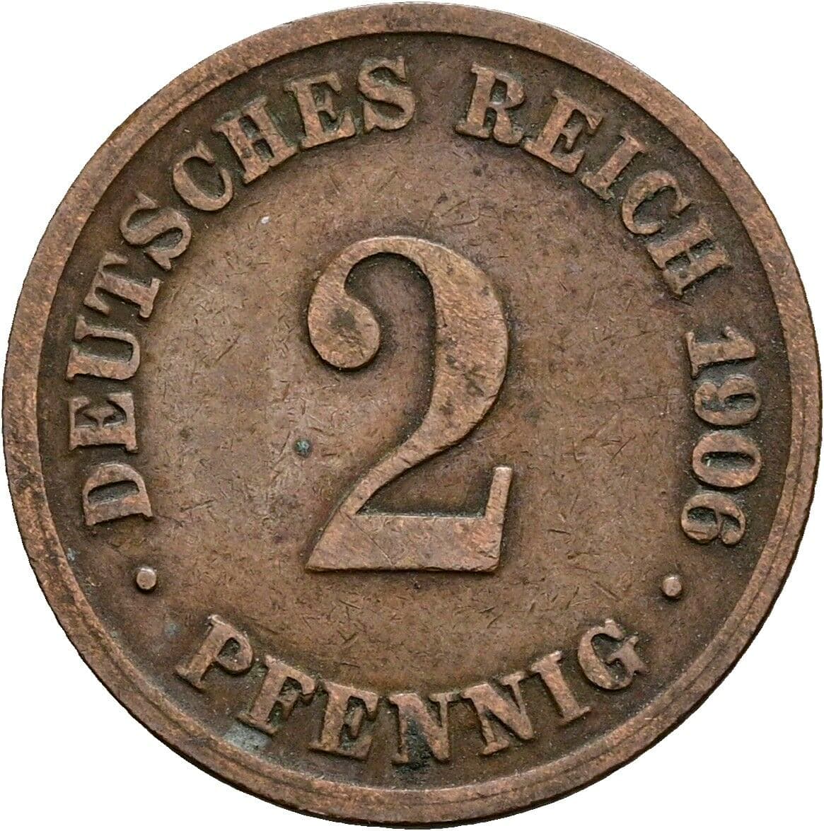 2 Pfennig 1906 D – Vorderseite