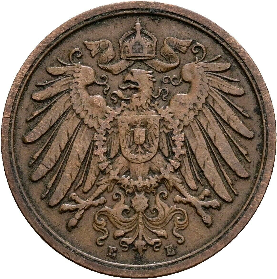 2 Pfennig 1911 E – Rückseite