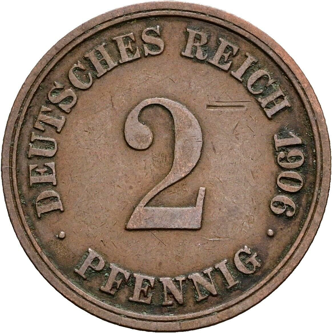 2 Pfennig 1906 F – Vorderseite
