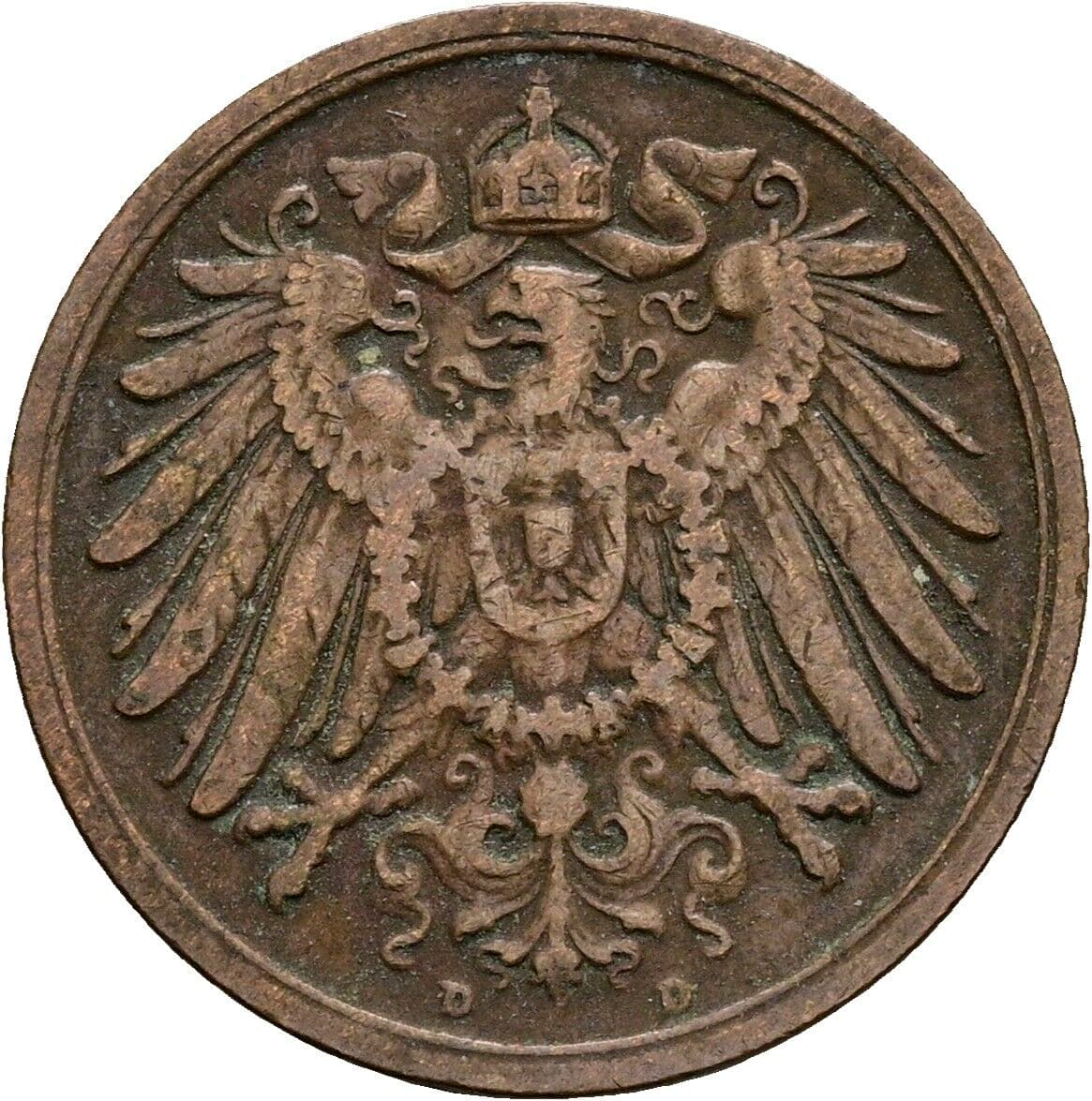 2 Pfennig 1906 D – Rückseite