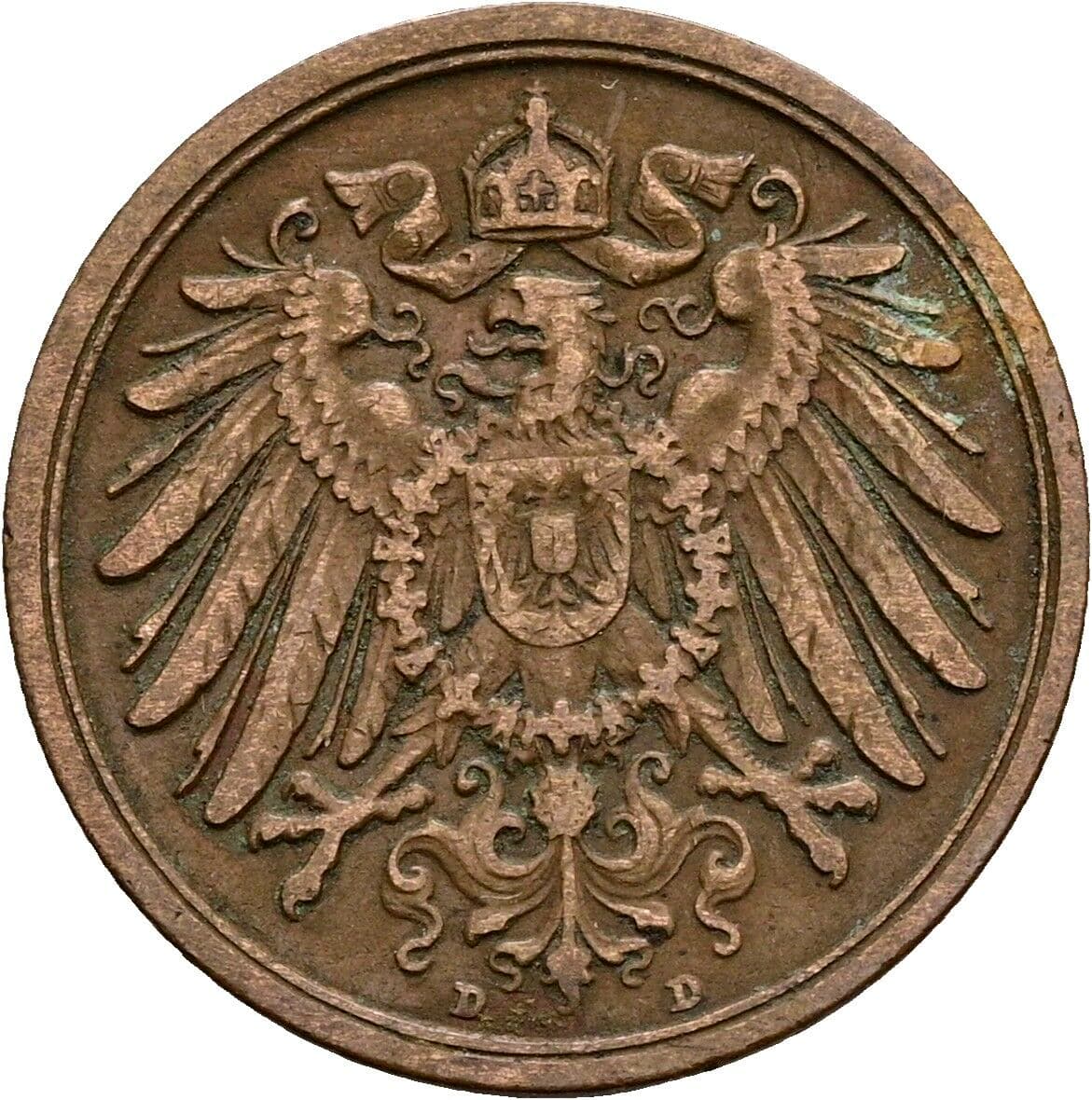2 Pfennig 1913 D – Rückseite