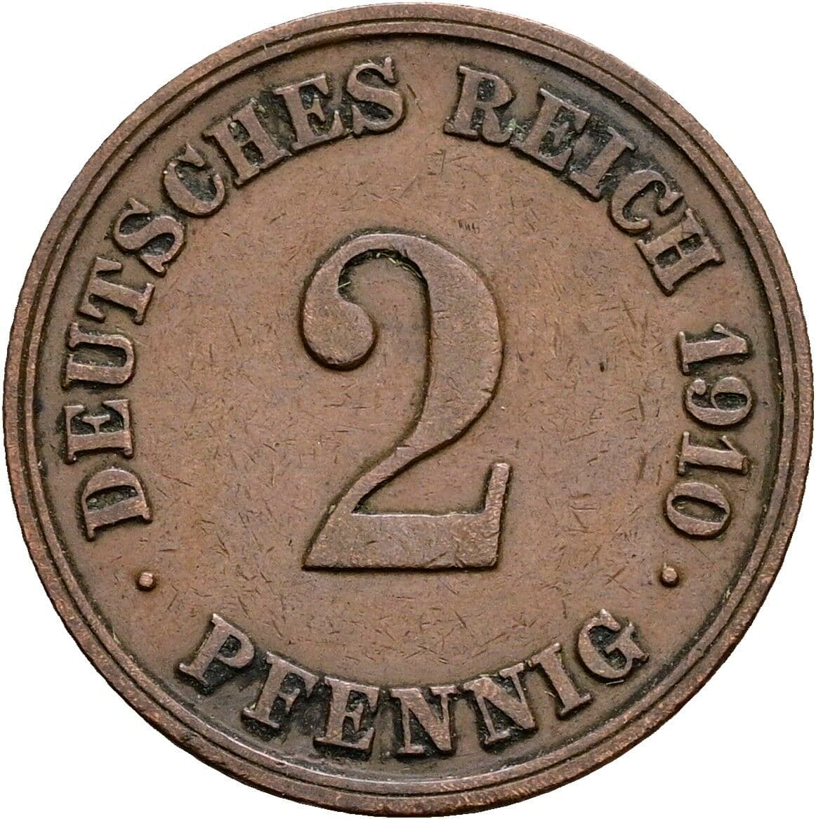 2 Pfennig 1910 E – Vorderseite
