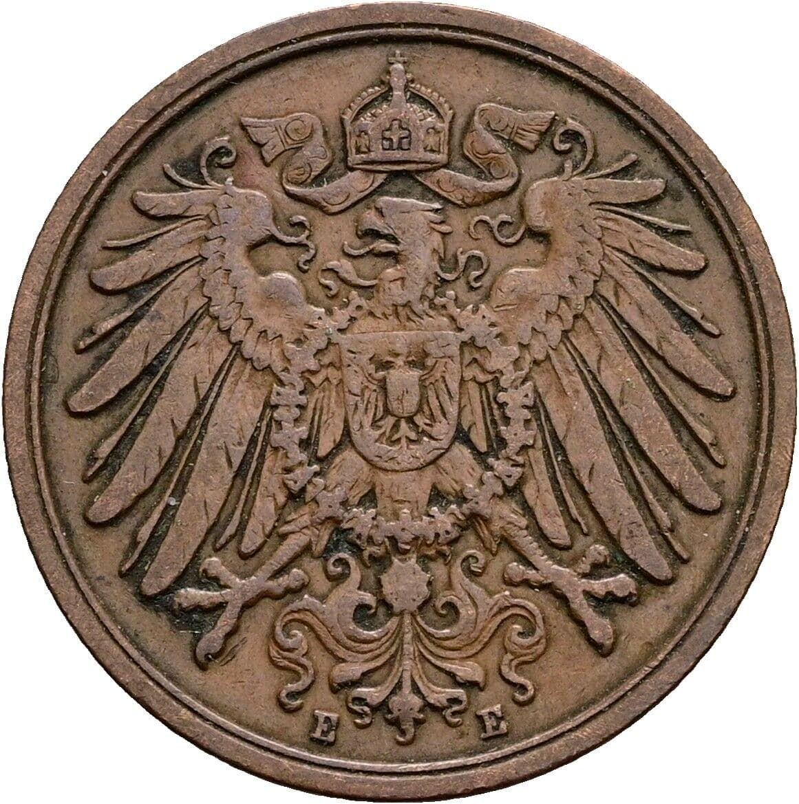 2 Pfennig 1910 E – Rückseite