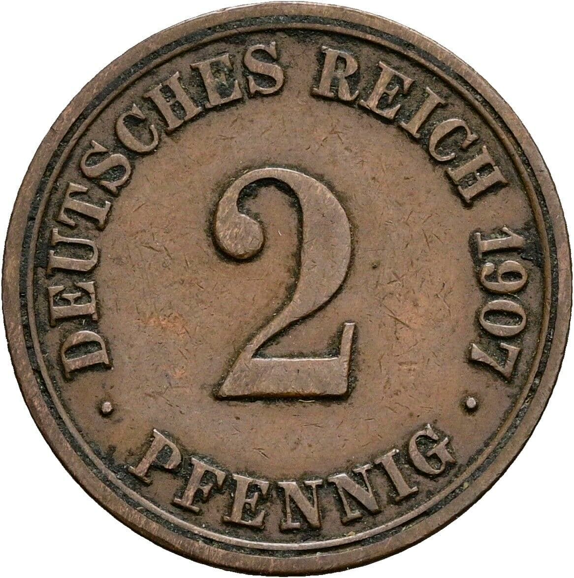 2 Pfennig 1907 A – Vorderseite