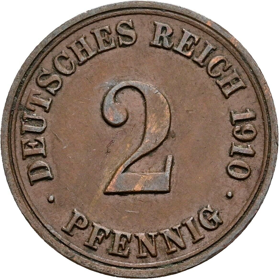 2 Pfennig 1910 A – Vorderseite