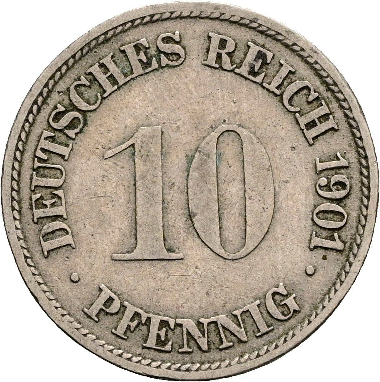 10 Pfennig 1901 G – Vorderseite