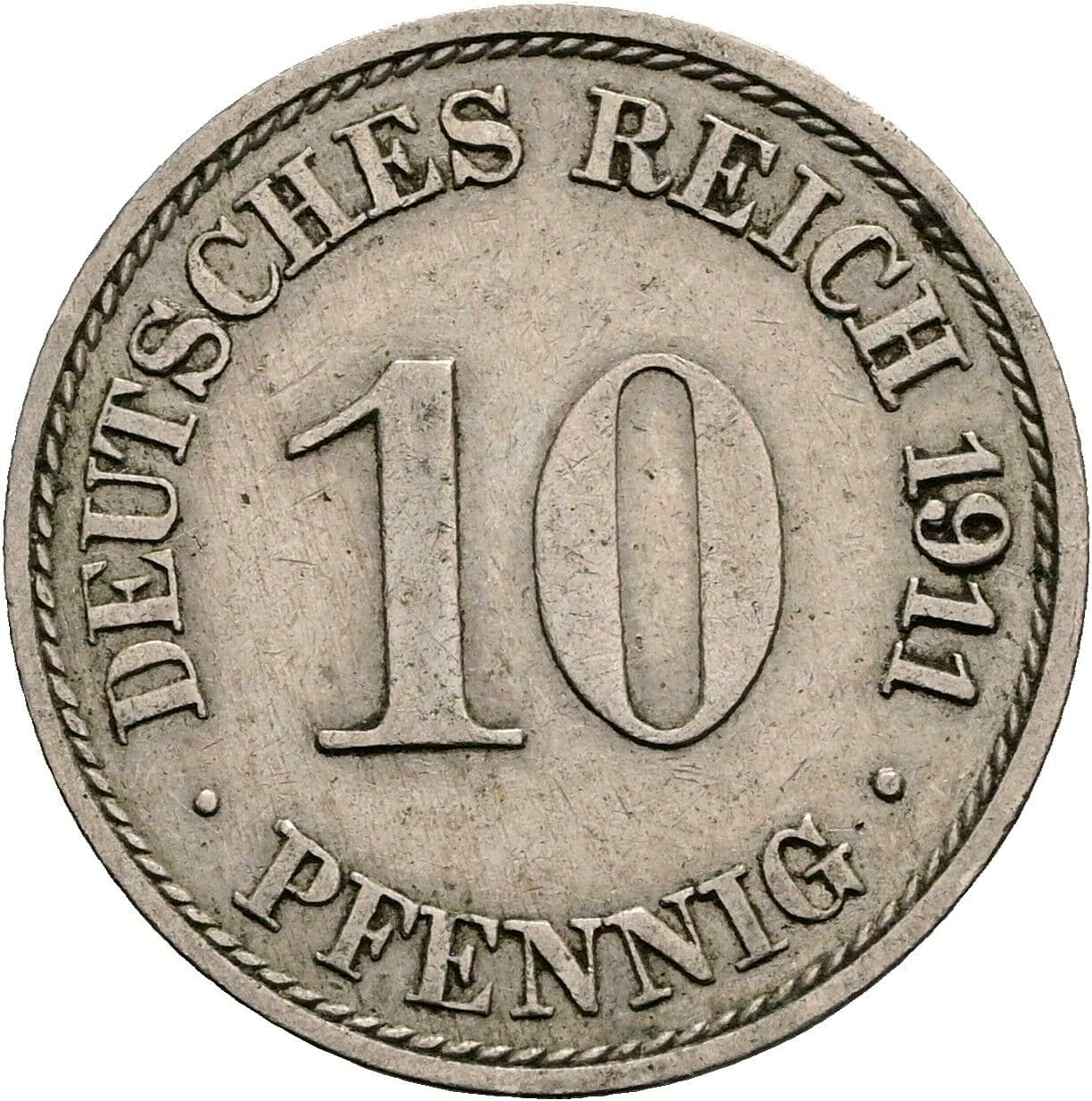 10 Pfennig 1911 A – Vorderseite