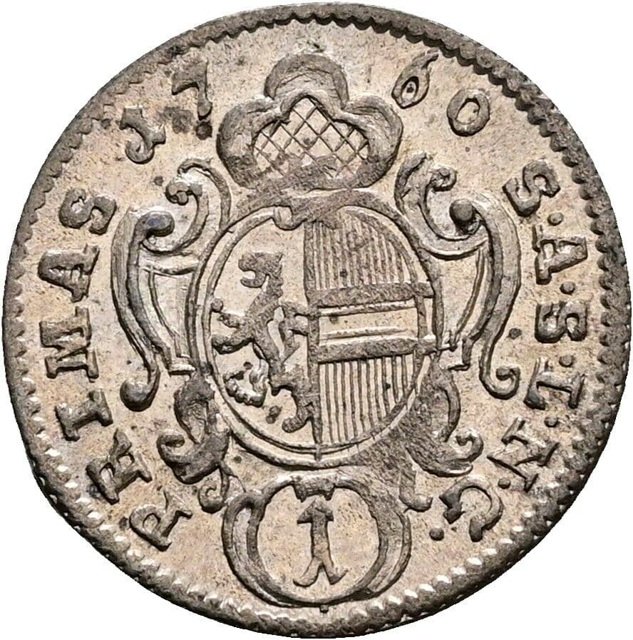 Kreuzer Sigismund III. Graf Schrattenbach 1753-1771 1760 – Rückseite