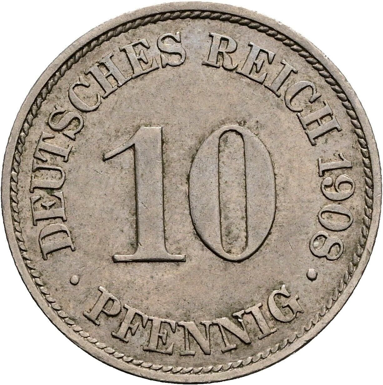 10 Pfennig 1908 A – Vorderseite