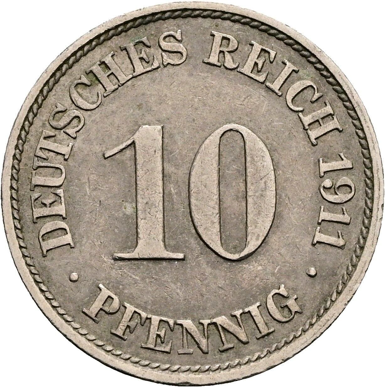 10 Pfennig 1911 J – Vorderseite