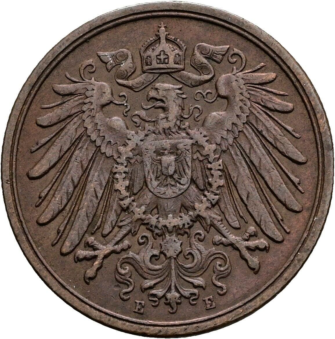 2 Pfennig 1914 E – Rückseite