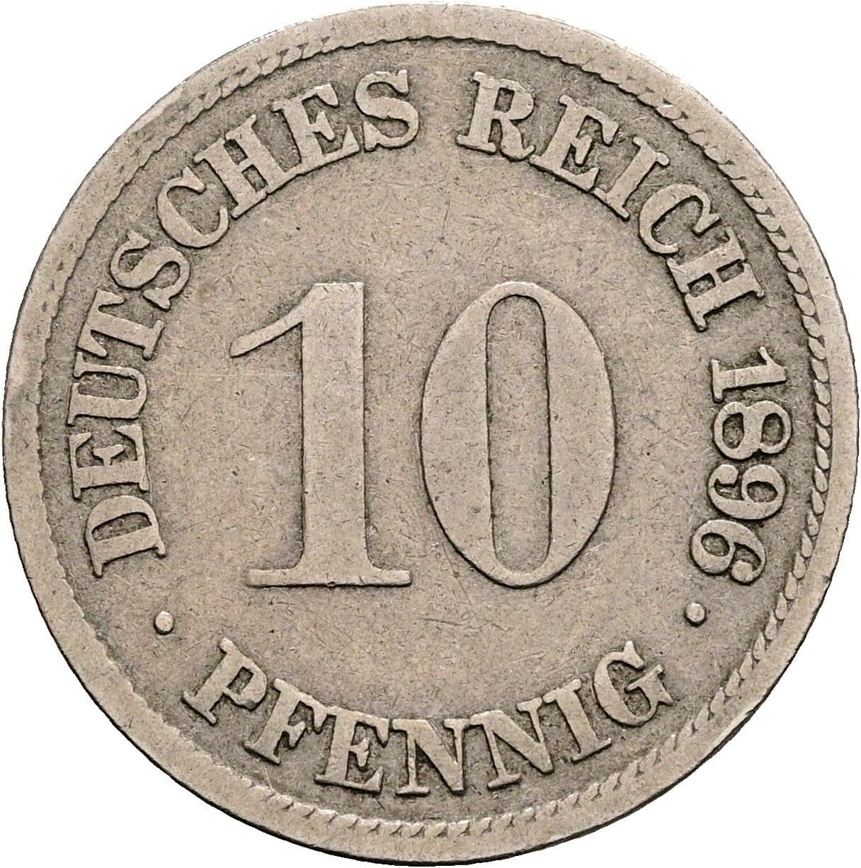 10 Pfennig 1896 F – Vorderseite