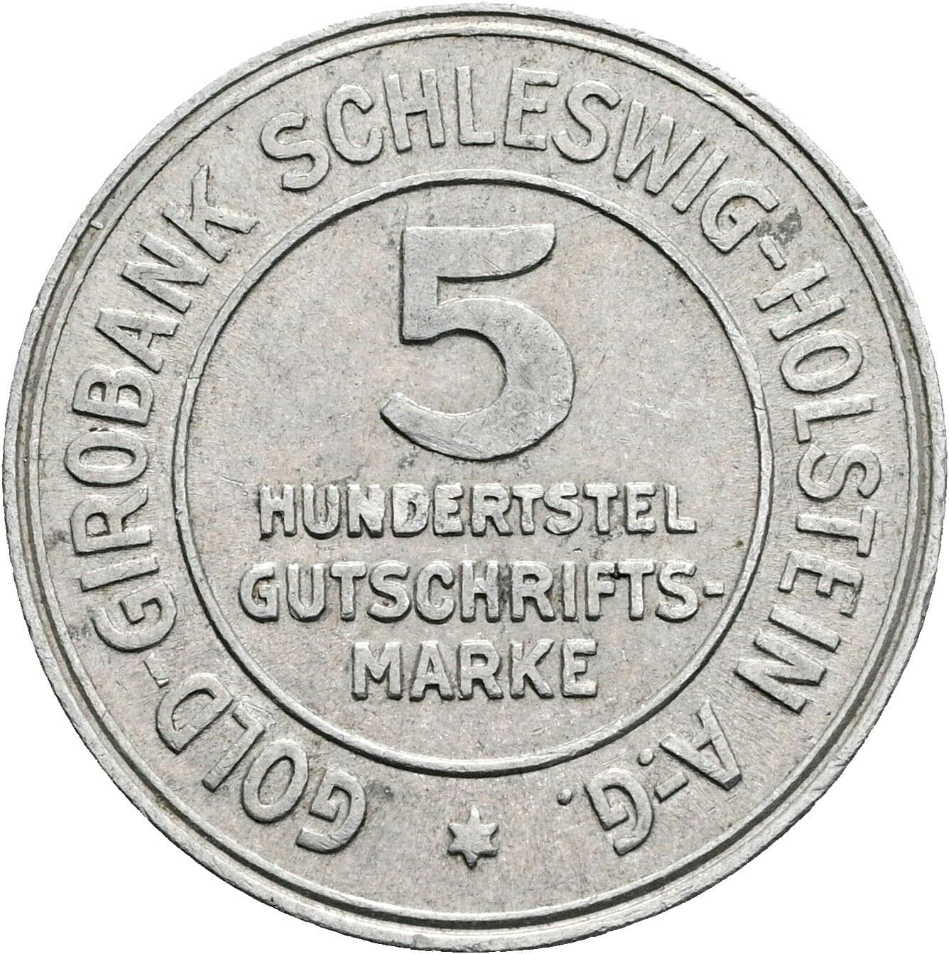 5-hundertstel Gutschrifts-Marke
