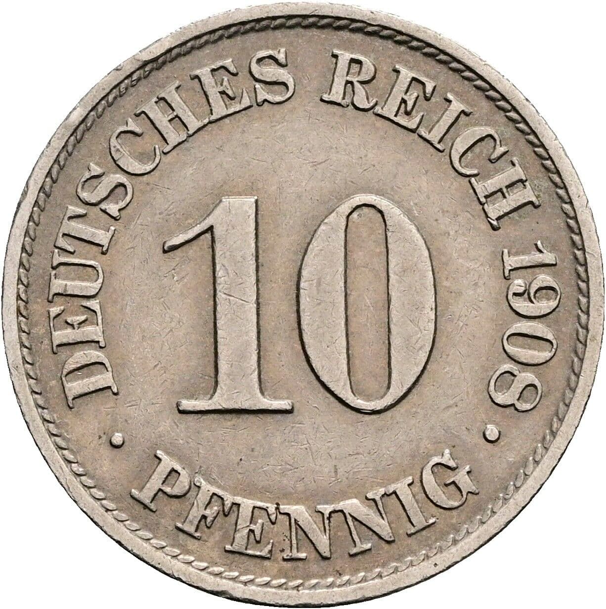 10 Pfennig 1908 A – Vorderseite