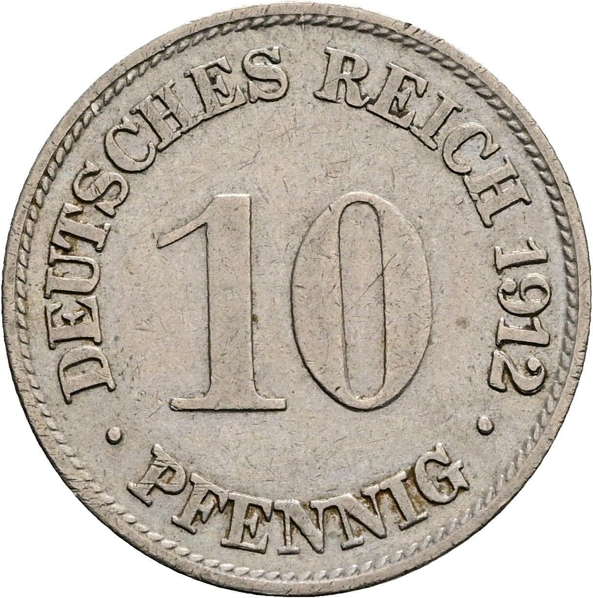 10 Pfennig 1912 G – Vorderseite