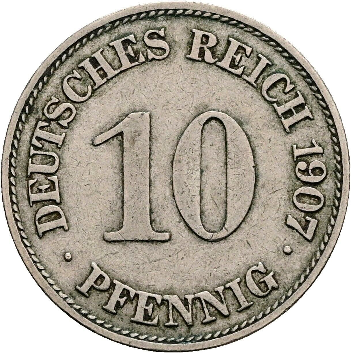 10 Pfennig 1907 E – Vorderseite