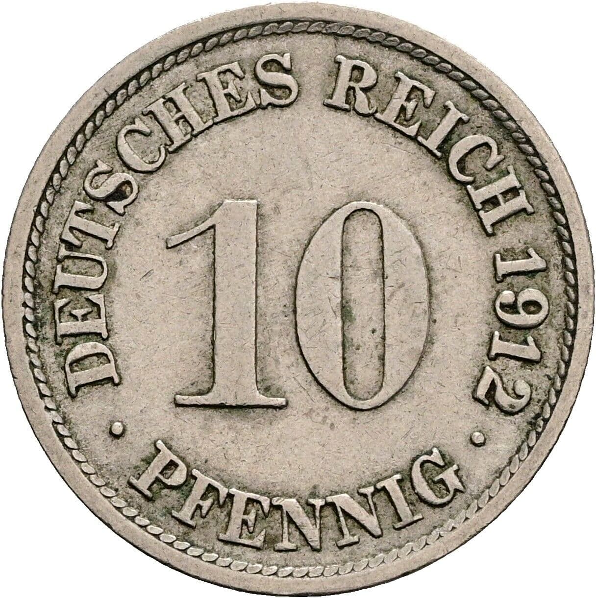 10 Pfennig 1912 F – Vorderseite