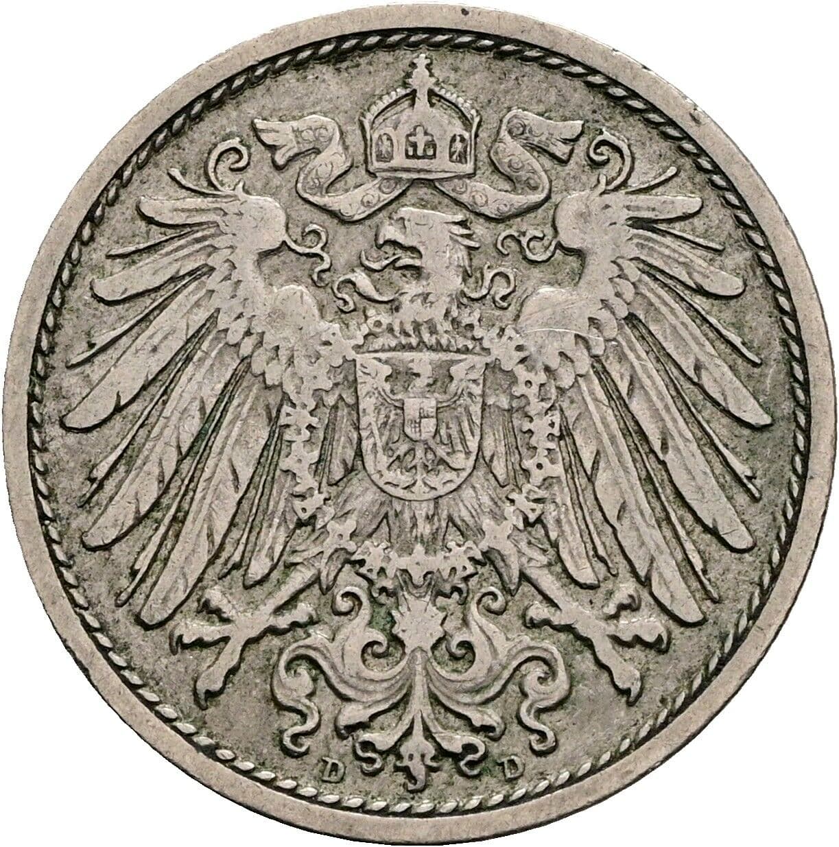 10 Pfennig 1908 D – Rückseite