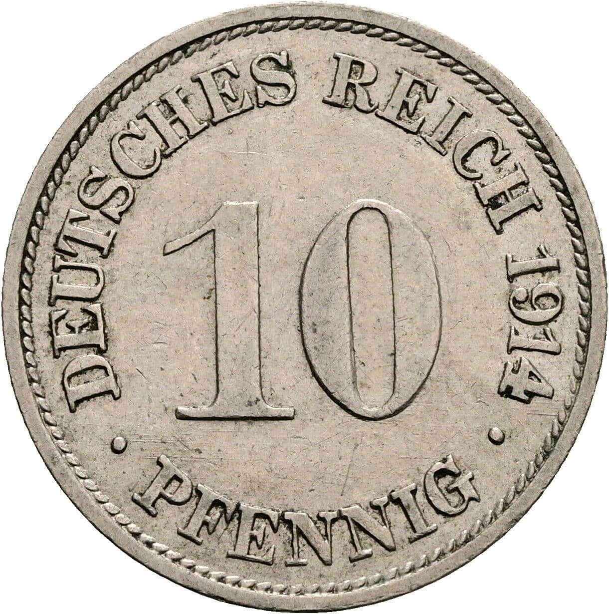 10 Pfennig 1914 G – Vorderseite