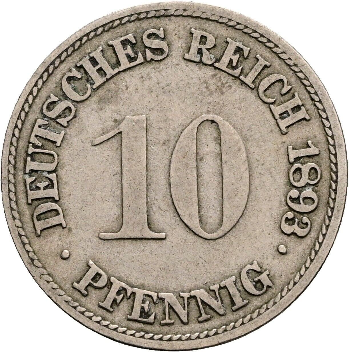 10 Pfennig 1893 F – Vorderseite